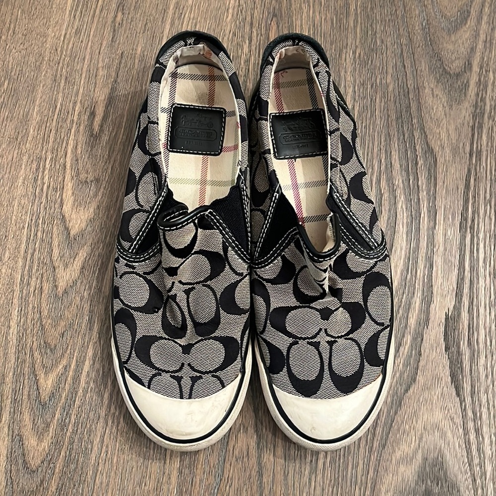 Coach Monogram Beale Slip On Black Canvas Sneakers